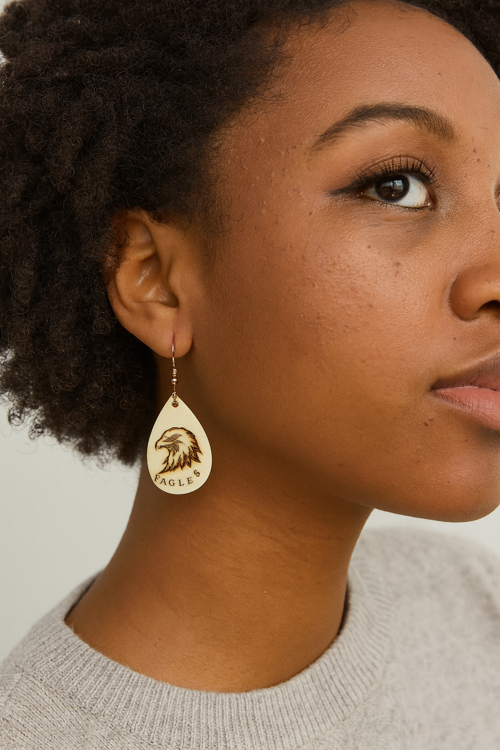 Lightweight Wood Eagles Earrings