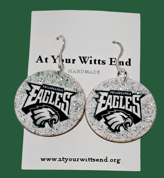 Philadelphia Eagles Glitter Wood Earrings
