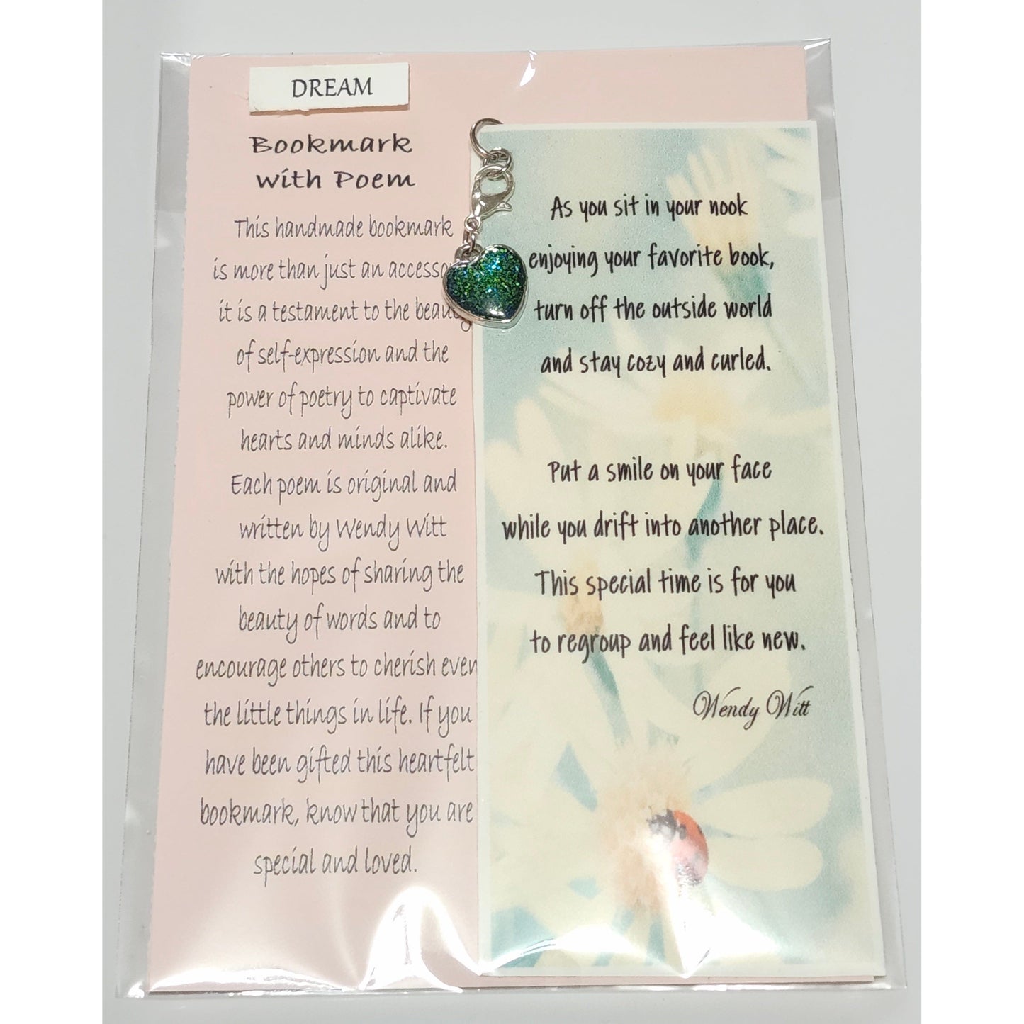 Bookmark Poems by Wendy with Sparkly Charm