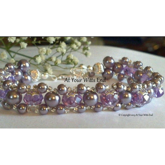 Womens Lavender Pearl Bracelet.