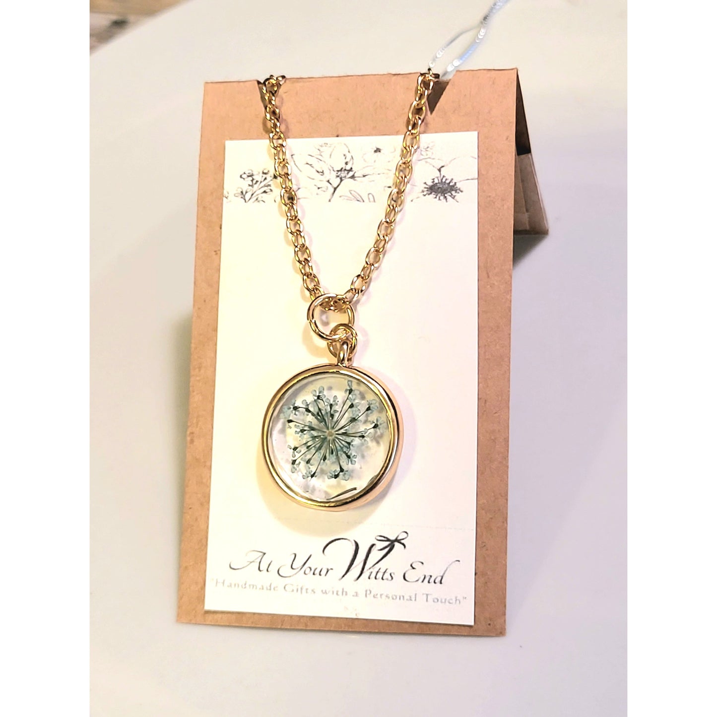 Pressed Flower Resin Pendant Necklace