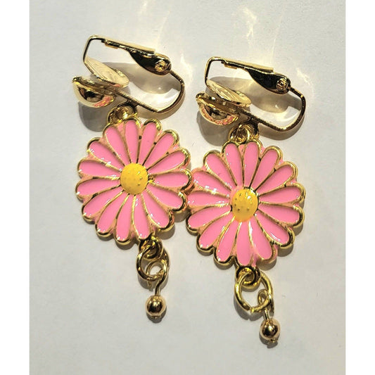 Pink Flower Earrings