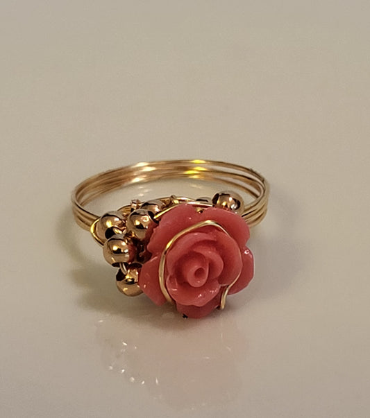 Rose Ring, samon  size 7