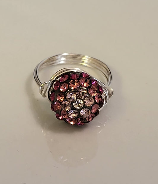 Pink Rhinestone Ring  size 6.5