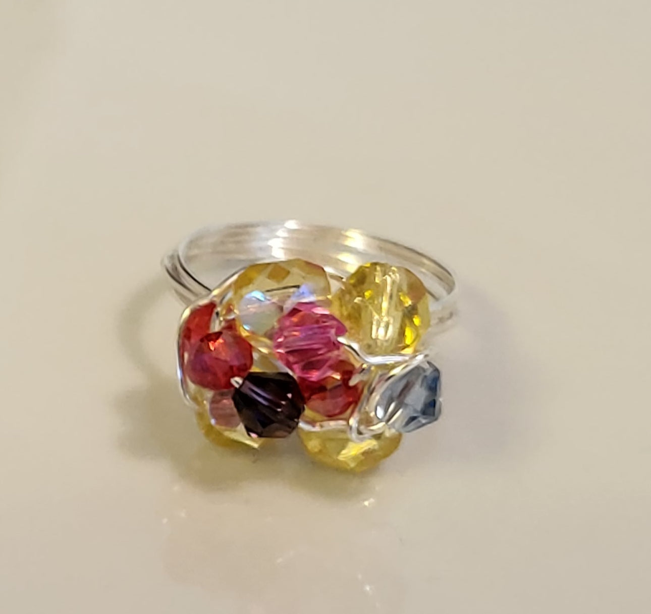 Multicolor Crystal Ring, size 6.5