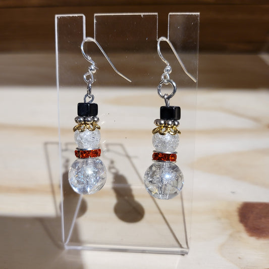 Sparkly Snowman Earrings