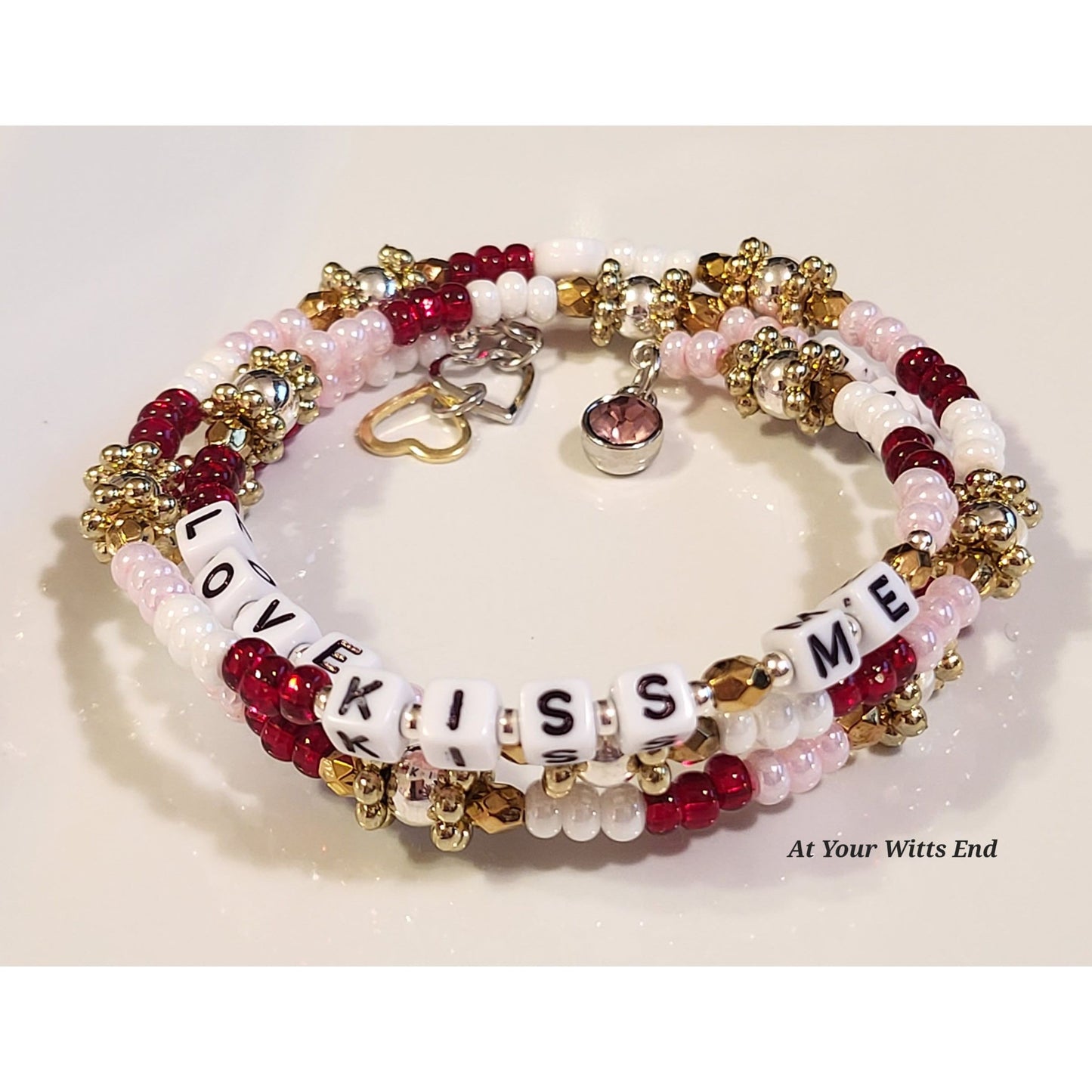 Valentine's Day Beaded Wrap Bracelet