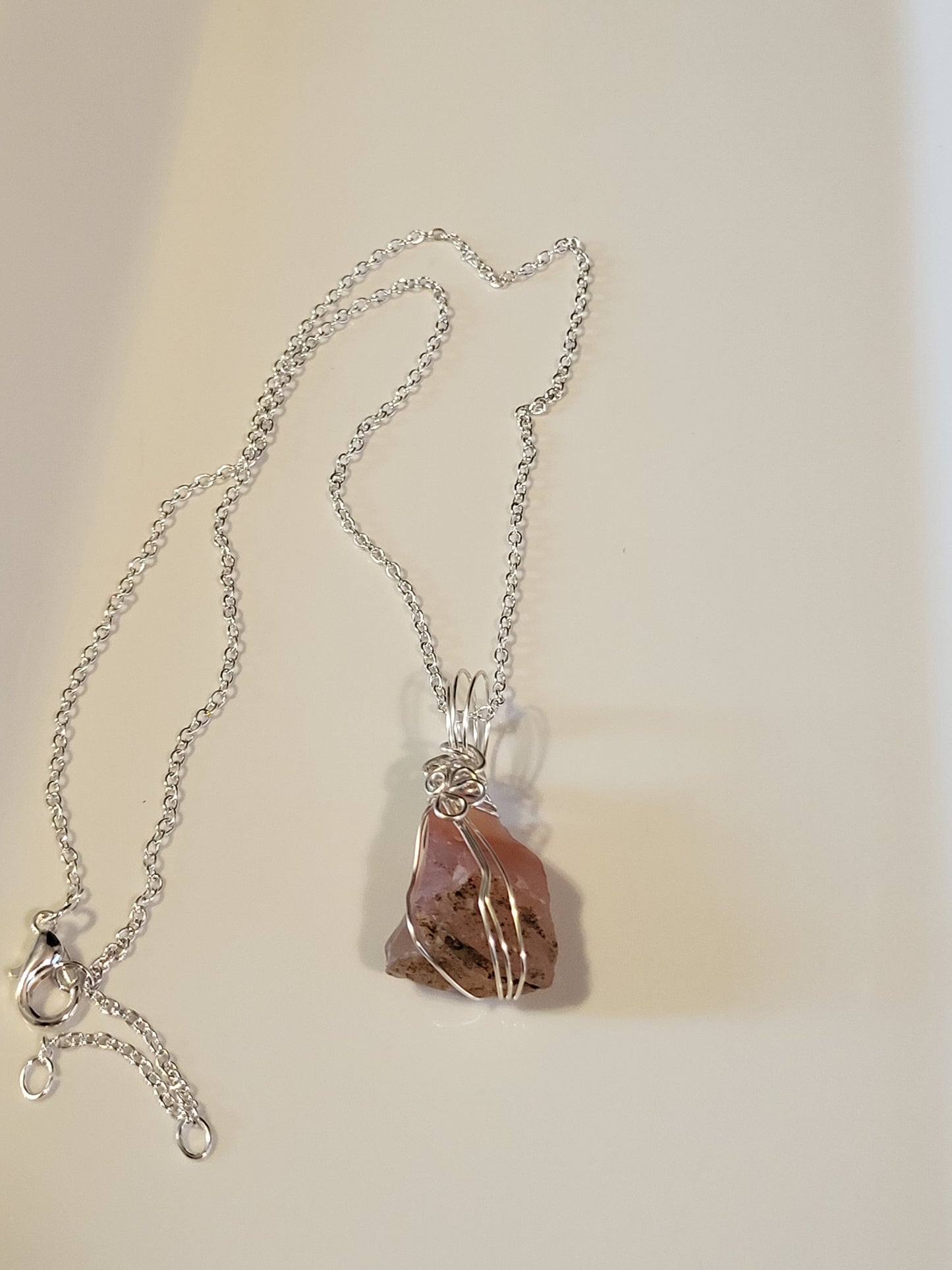Carneilian Wire Wrapped Stone Necklace