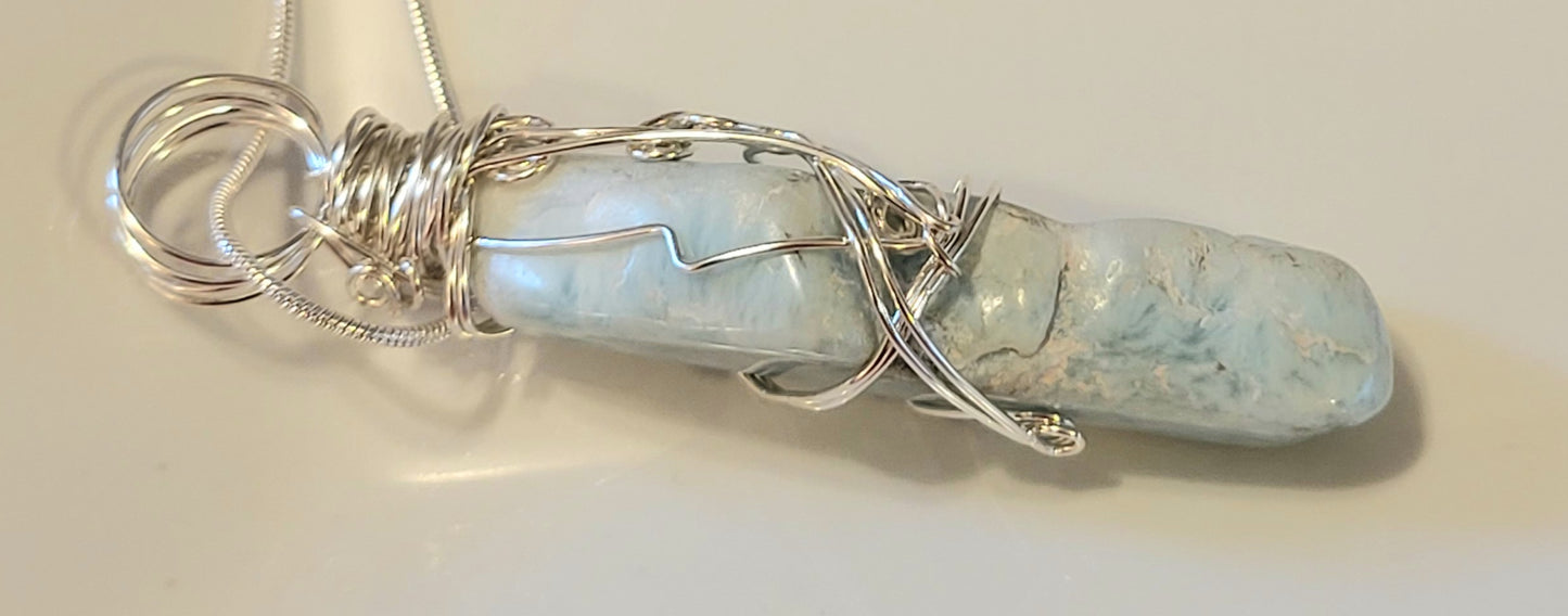 Genuine Larimar Stone Necklace, one of a kind