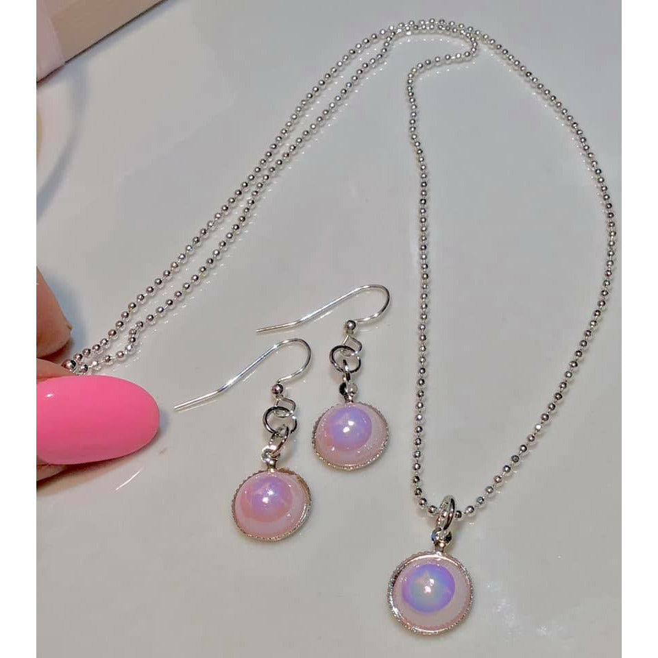 Lovely in Iridescent Pink  necklace & earring set