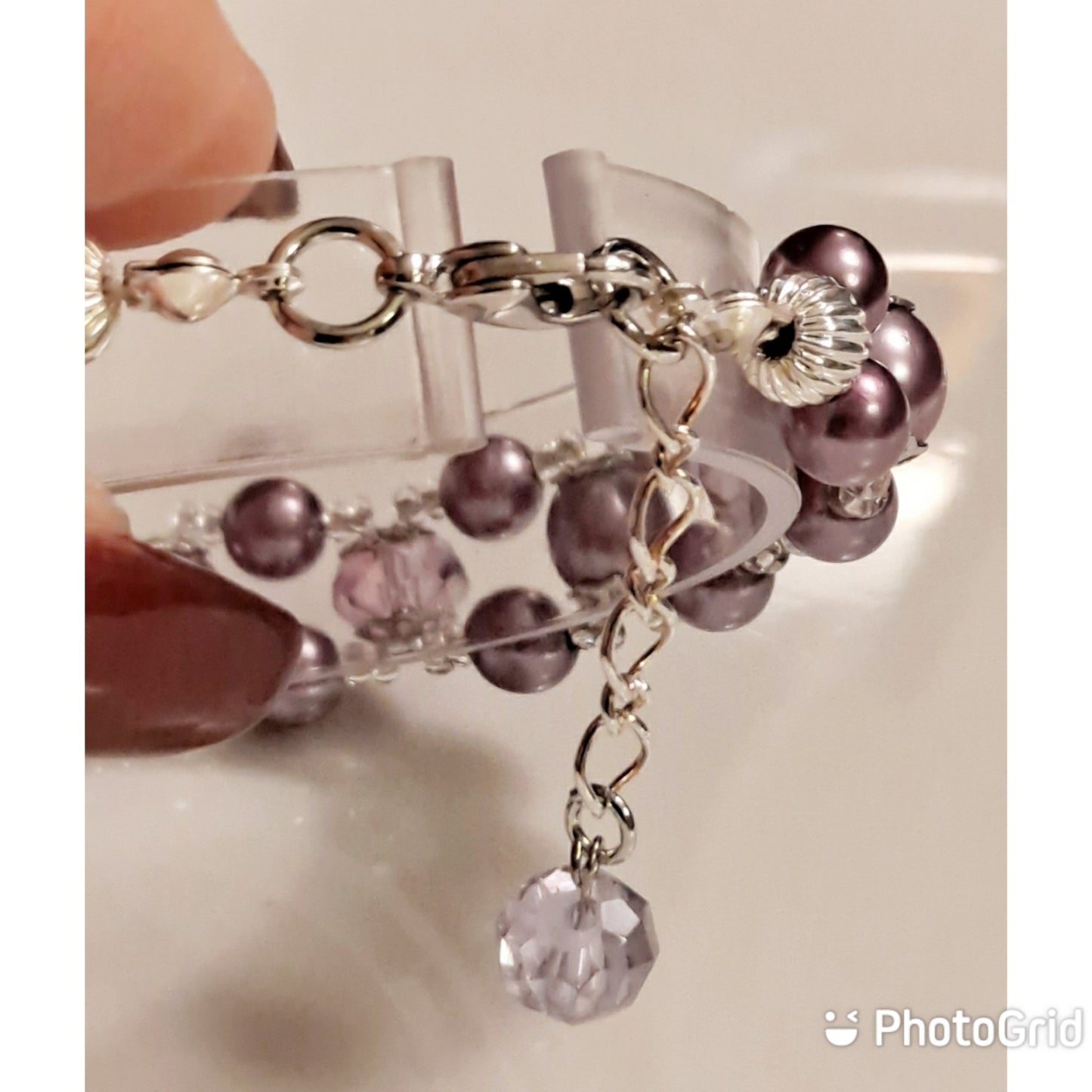Womens Lavender Pearl Bracelet.