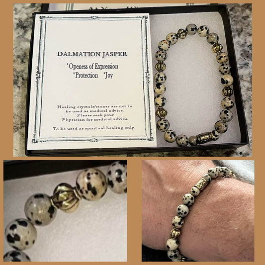 Dalmation Jasper Bracelet, gifts for him