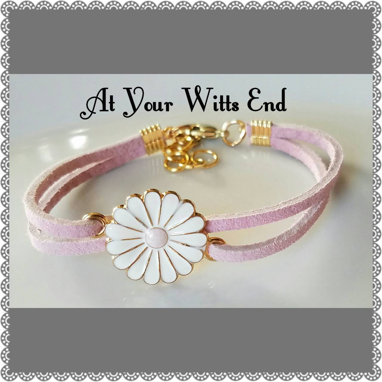 Suede Bracelet, Flower jewelry, bracelets, pink, pink jewelry