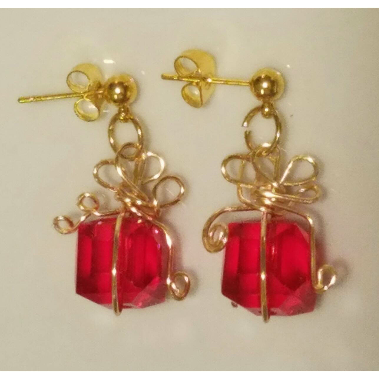 Red Christmas Package Earrings