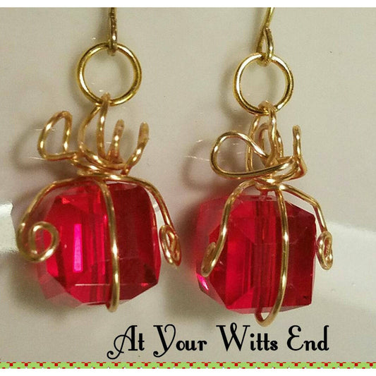 Red Christmas Package Earrings