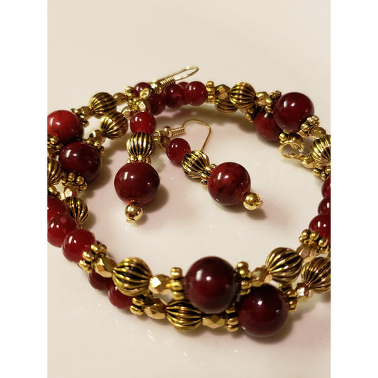 STUNNING BRACELET & EARRING set, bamboo, beads, jewelry, holiday jewelry, gifts for mom