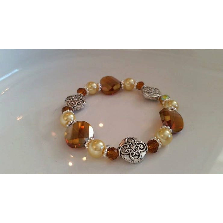 Stretchy Bracelet, gold bead stretchy bracelet