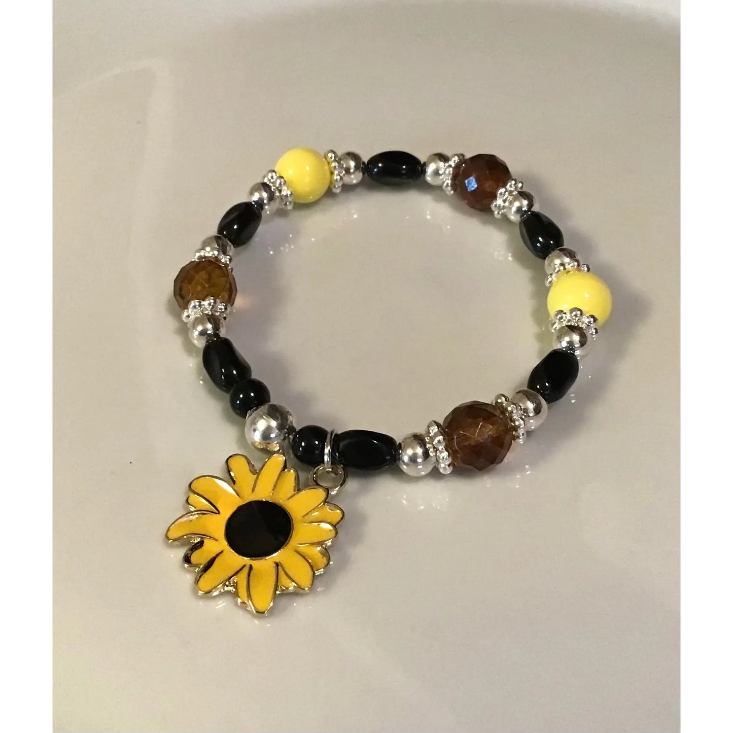 Sunflower Beaded Charm Bracelet