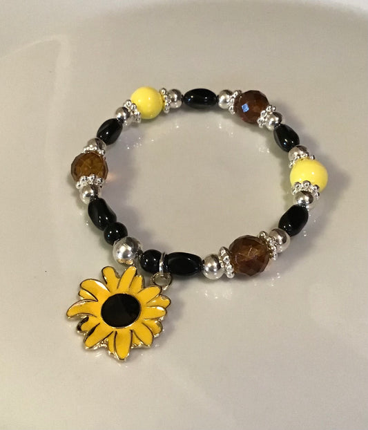Sunflower Beaded Charm Bracelet
