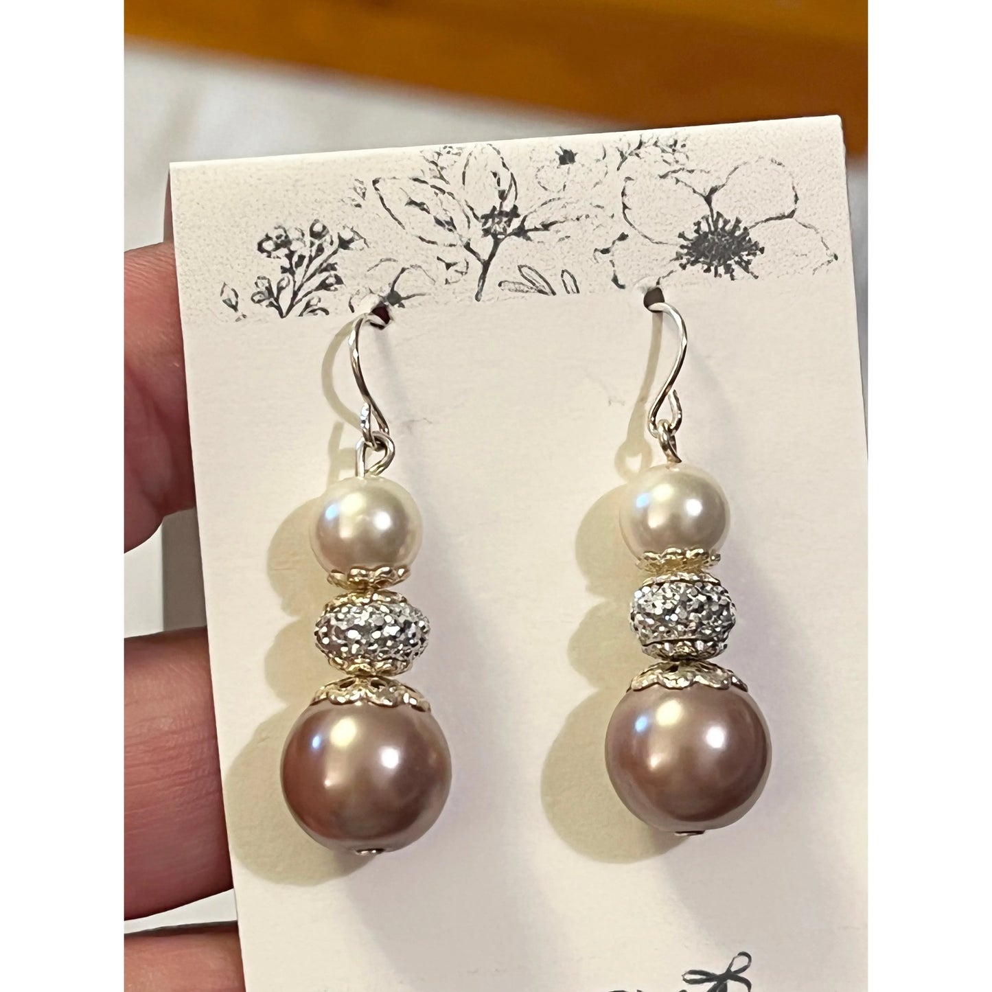 Pale Lavender & Cream Pearl Earrings