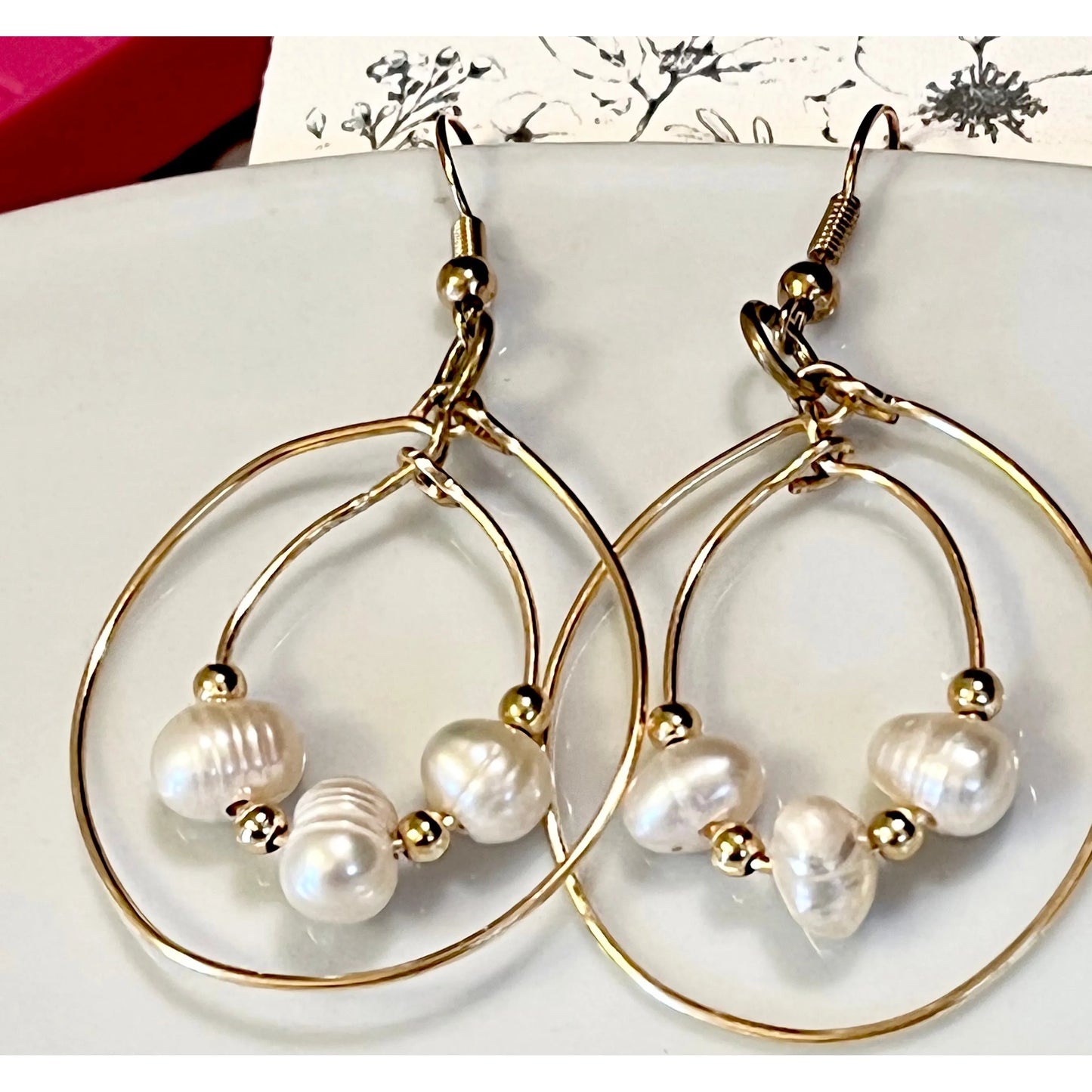 Hoop Earrings with Fresh Water Pearls