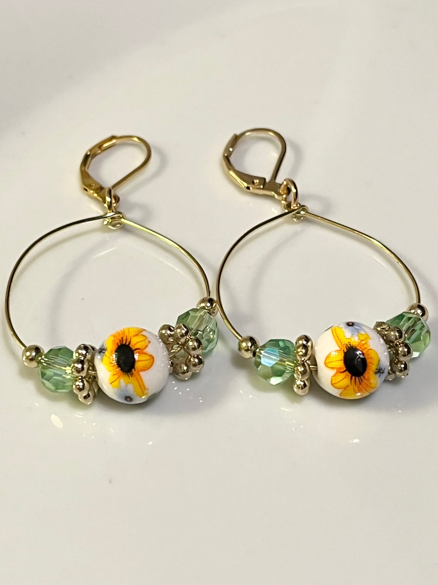 Sunflower Hoop Earrings, lightweight hoop earrings