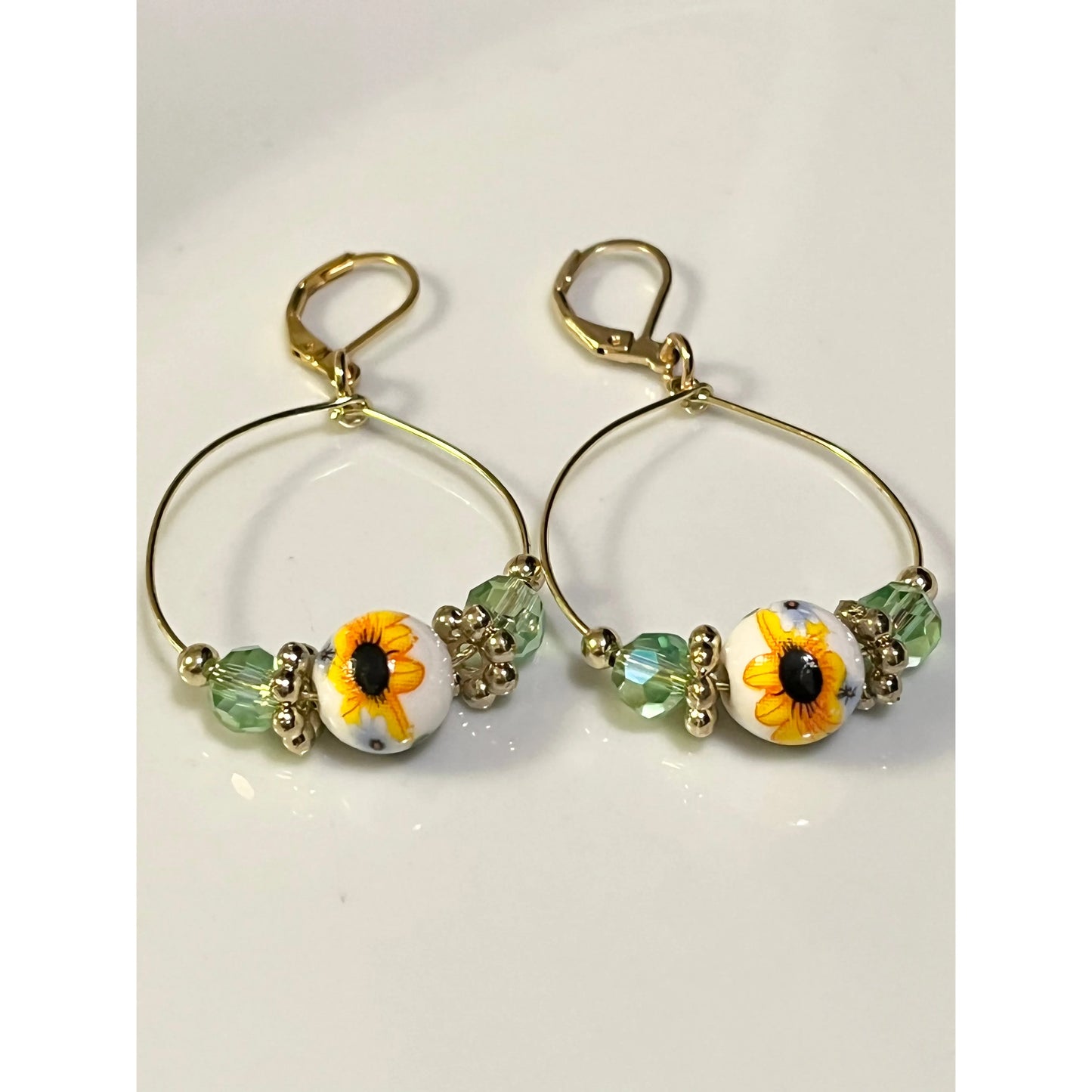 Sunflower Hoop Earrings, lightweight hoop earrings