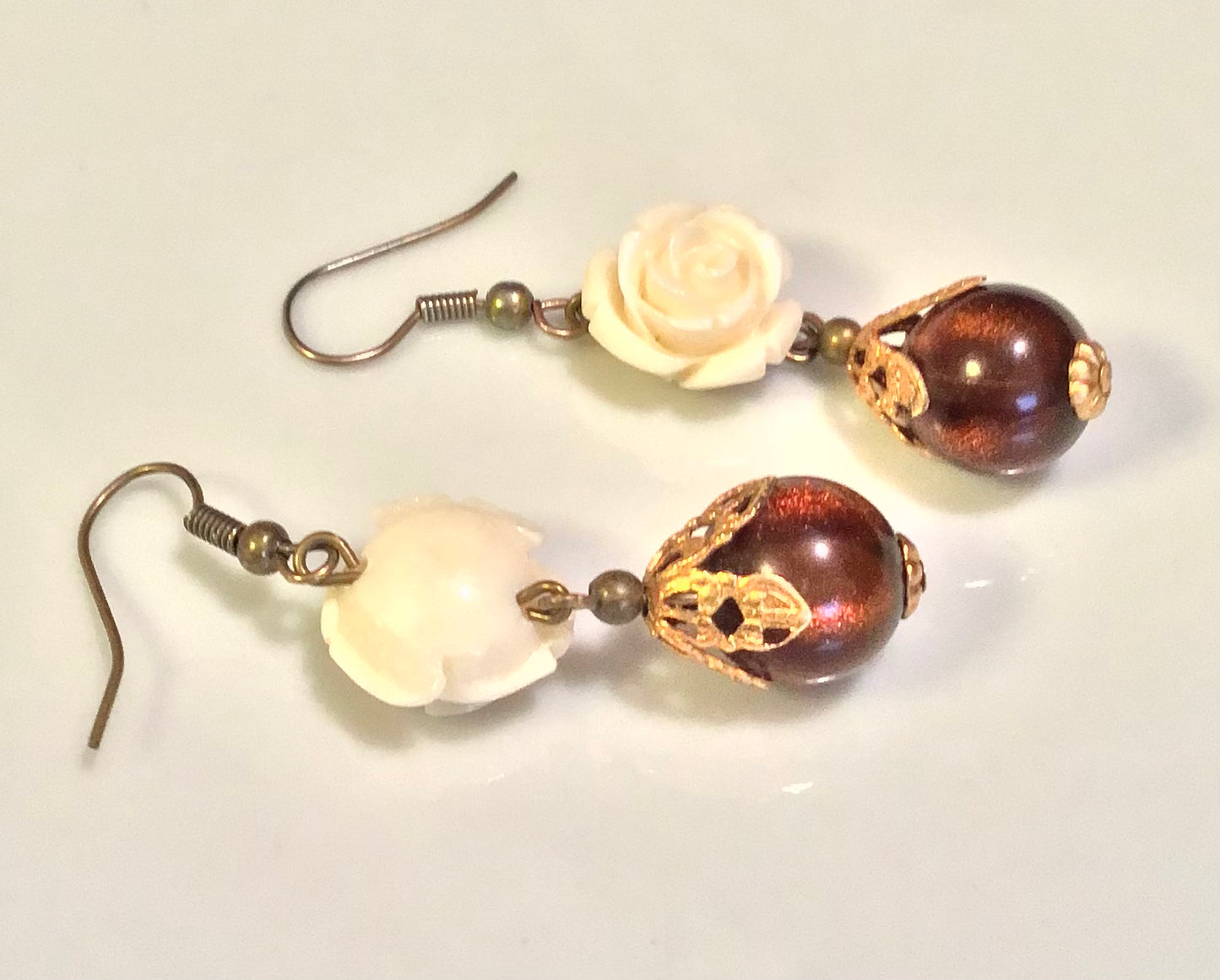 Vintage Rose Earrings, flower earrings