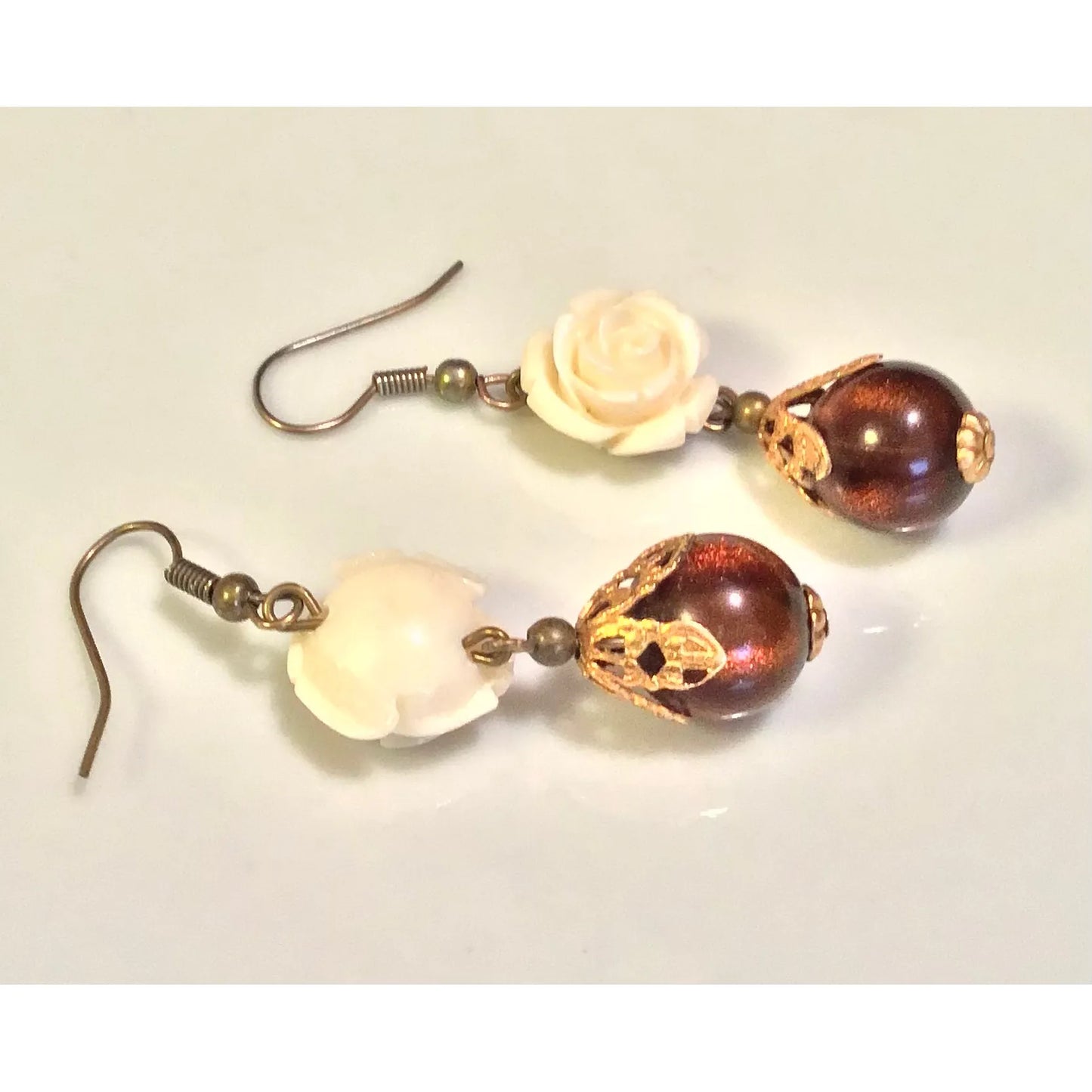 Vintage Rose Earrings, flower earrings