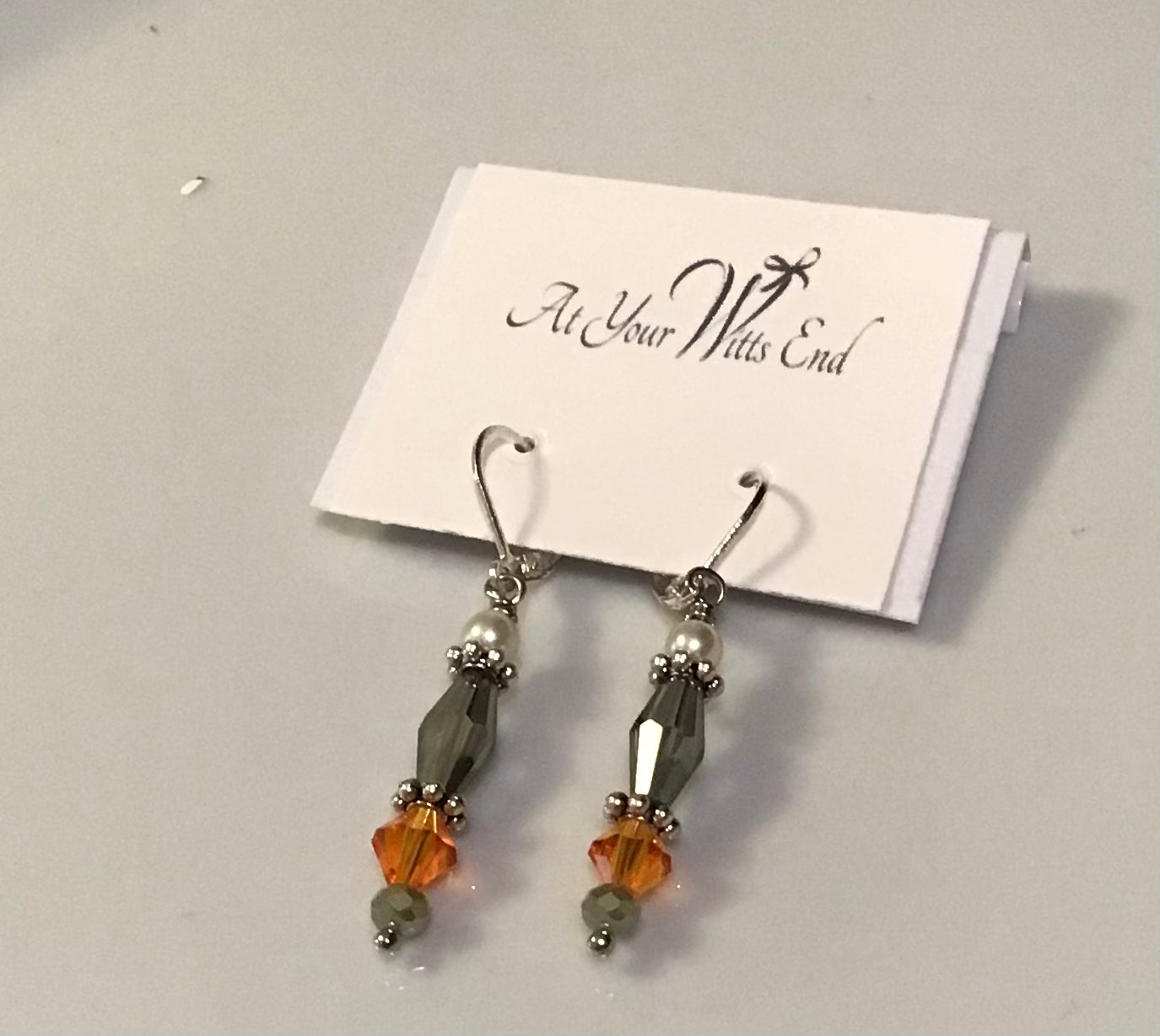 Sage & Orange Crystal Earrings