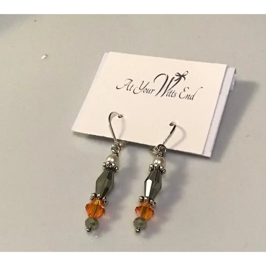 Sage & Orange Crystal Earrings