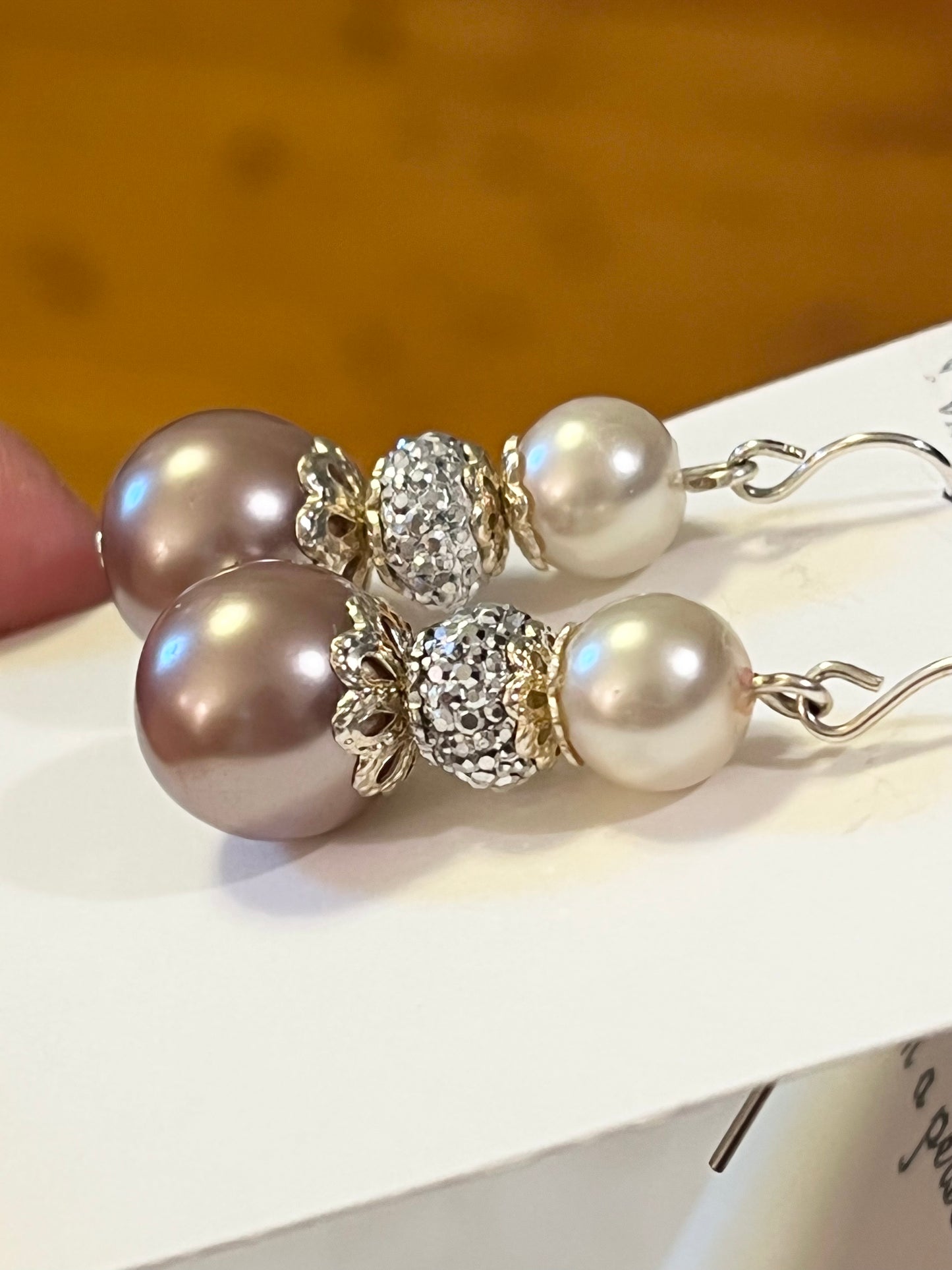 Pale Lavender & Cream Pearl Earrings