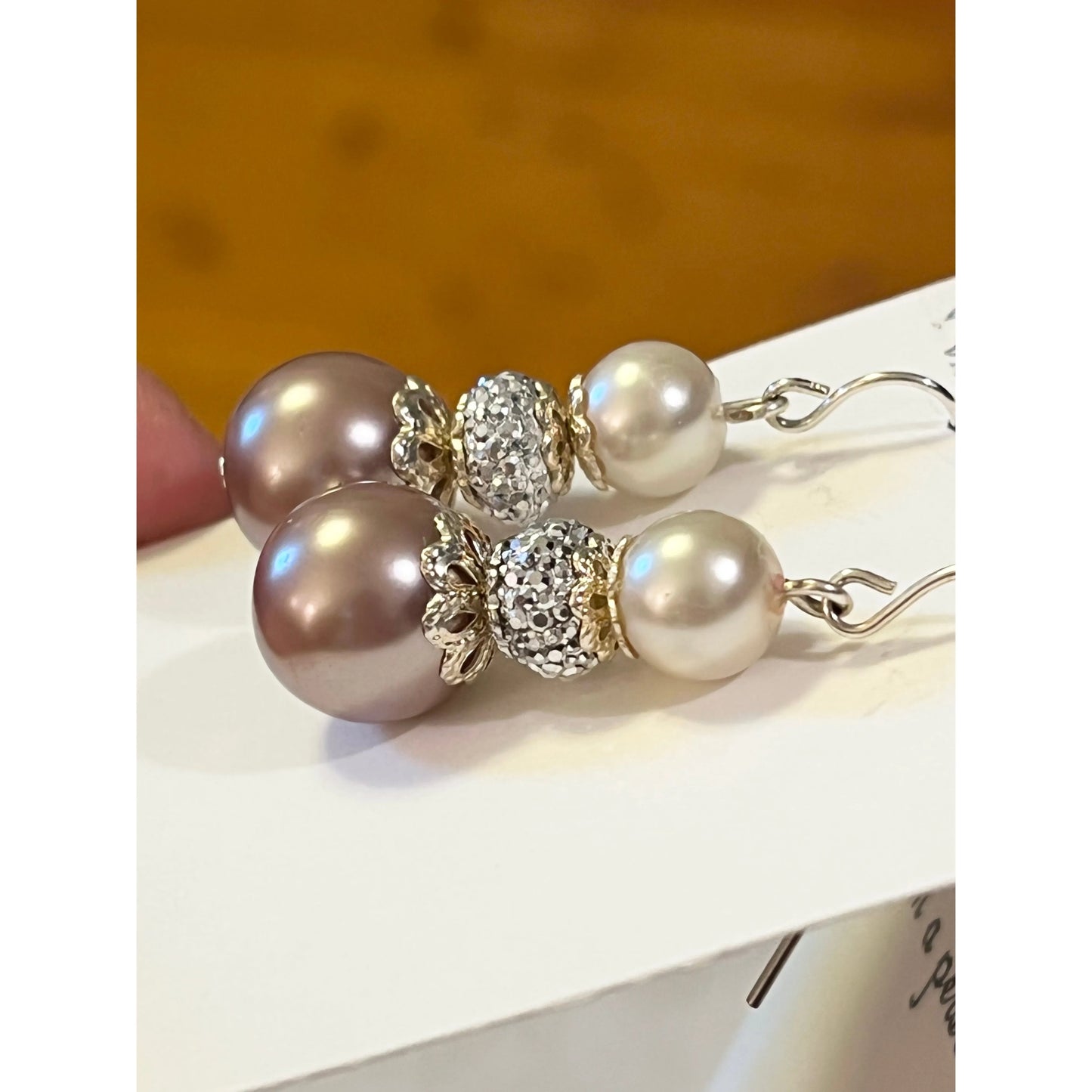 Pale Lavender & Cream Pearl Earrings