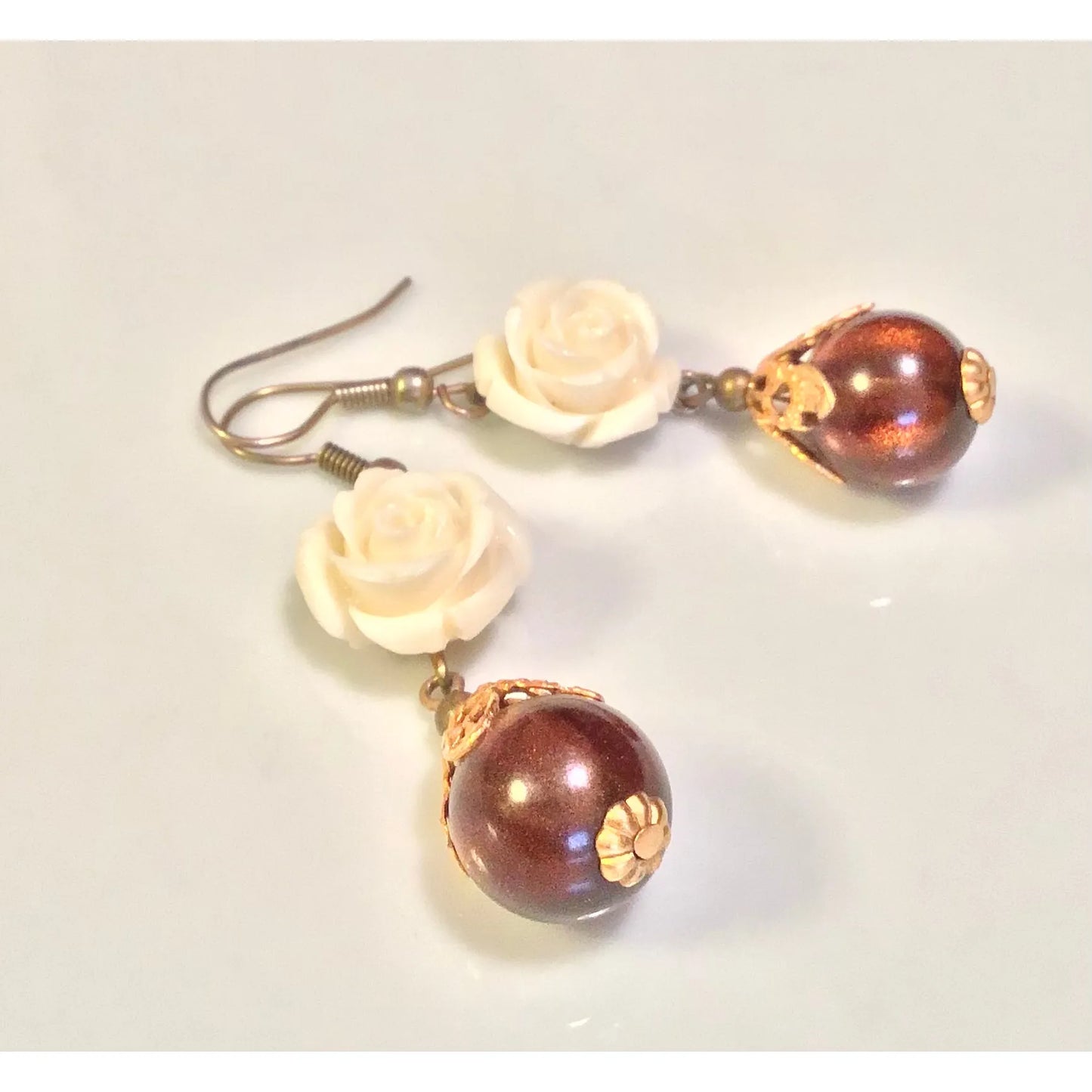 Vintage Rose Earrings, flower earrings