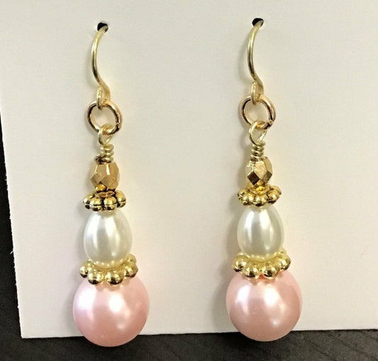 Pink & Cream Pearl earrings