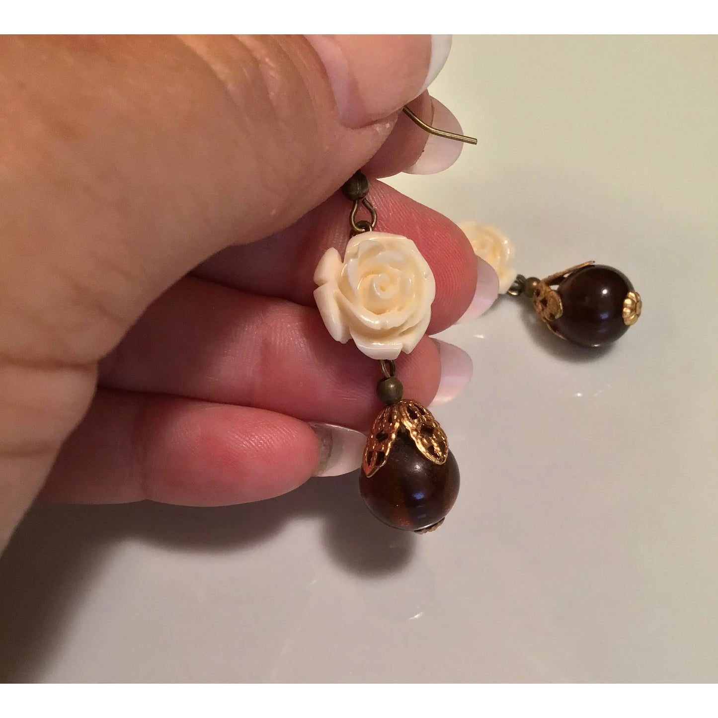 Vintage Rose Earrings, flower earrings