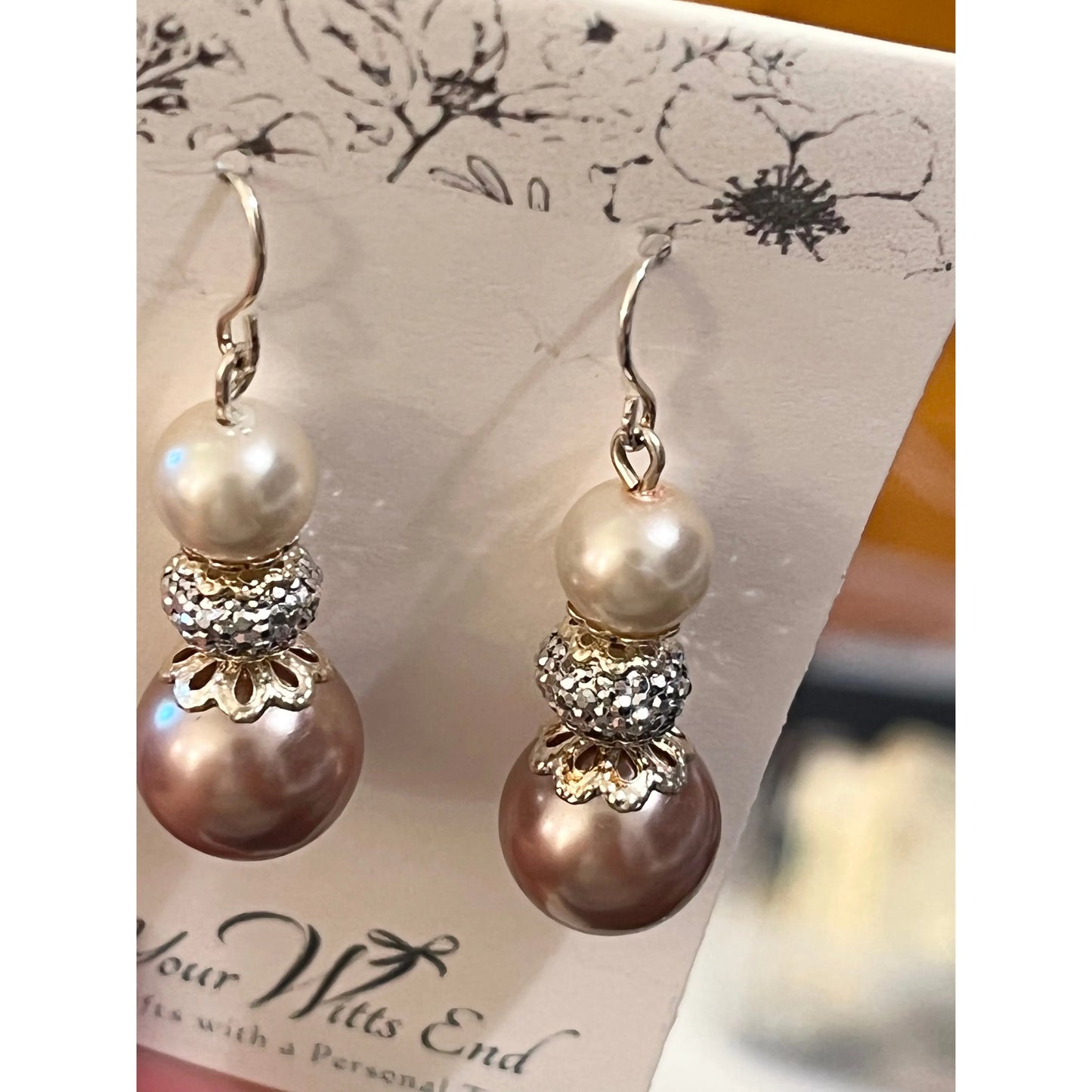 Pale Lavender & Cream Pearl Earrings