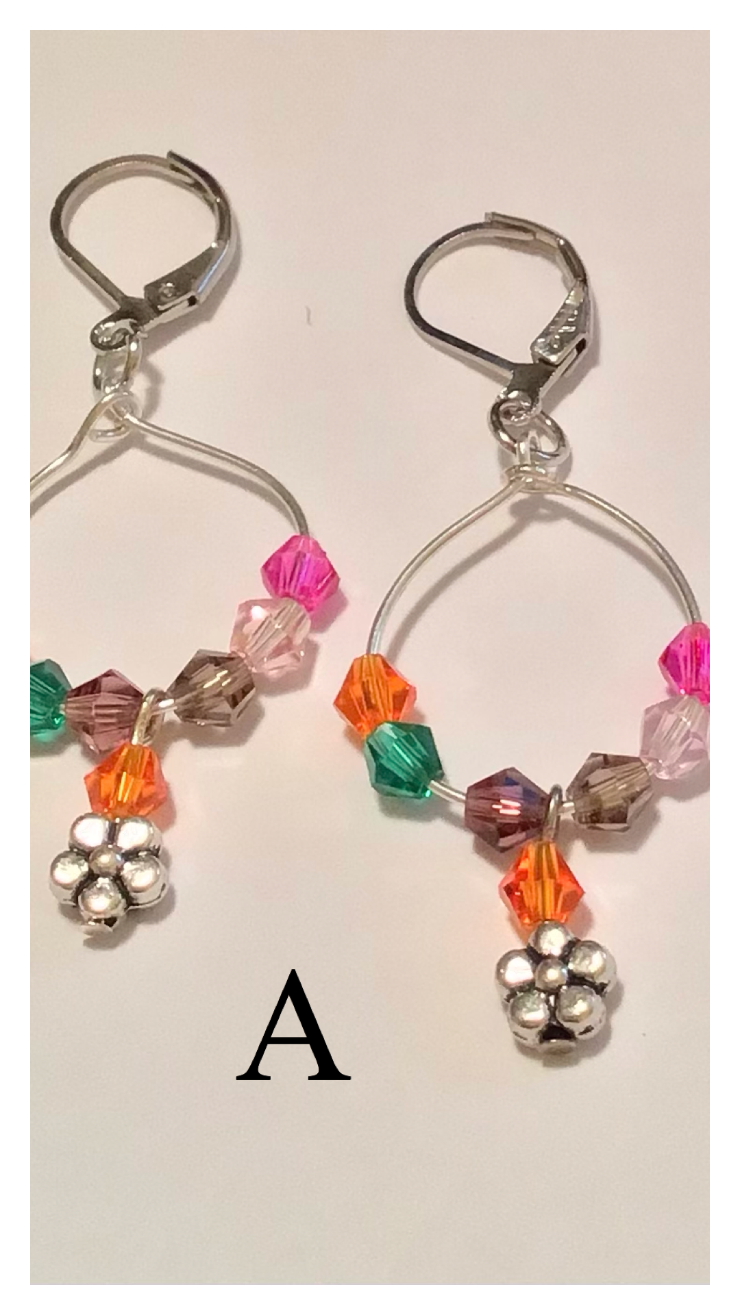 Crystal Hoop Earrings with Flower
