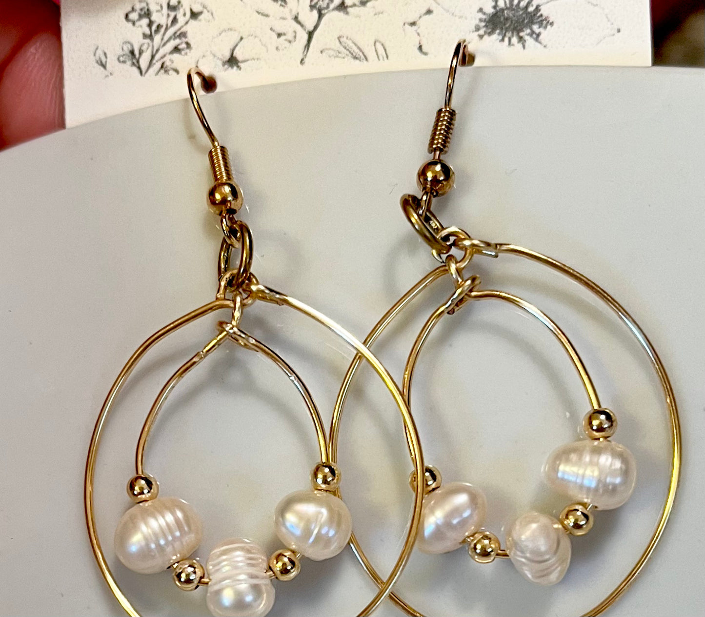 Hoop Earrings with Fresh Water Pearls