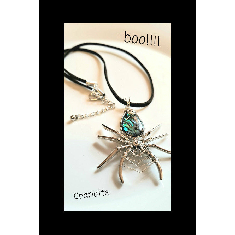 Charolotte the Spider necklace, Halloween Necklace