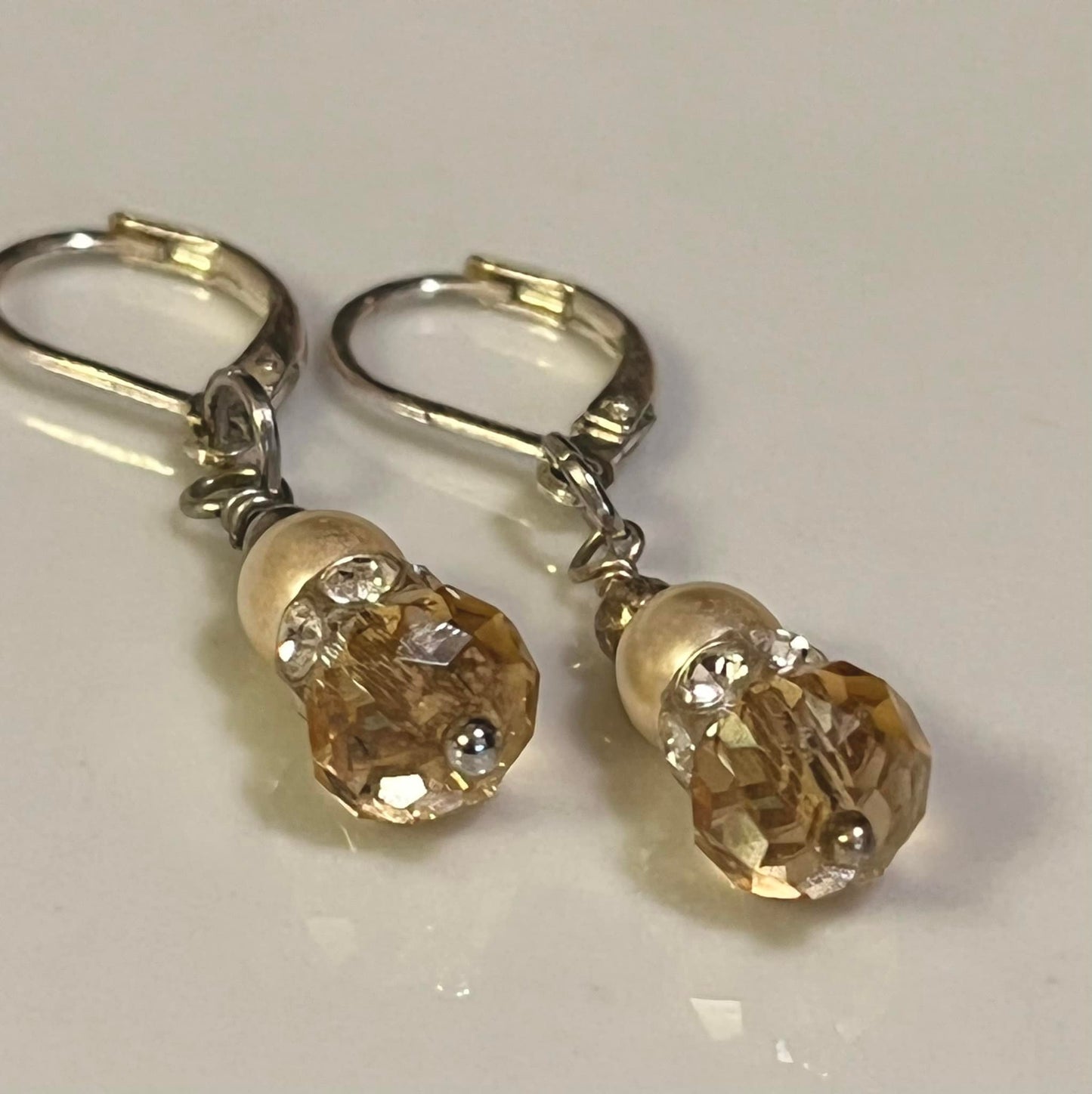 Tiny gold & Ivory Earrings
